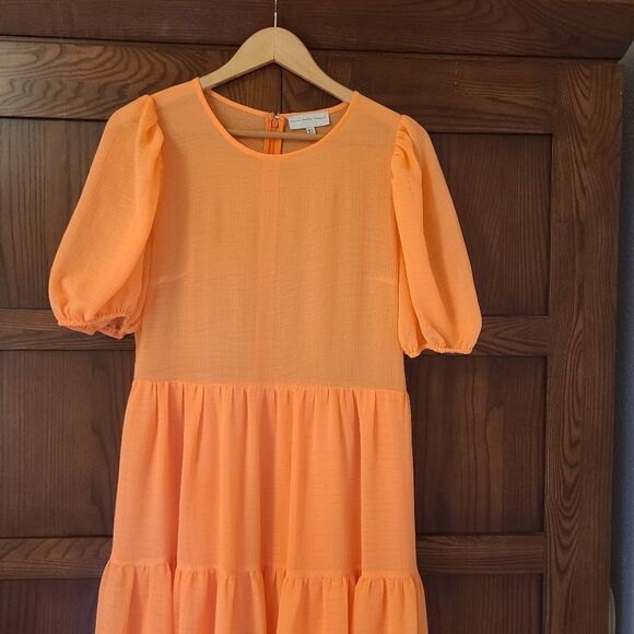 Never Fully Dressed Abigail Dress Neon Orange Chiffon Size 10 - Picture 5 of 12